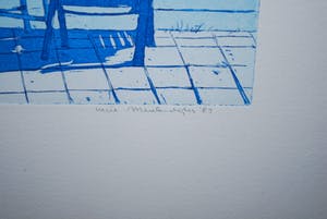 Lucie Meulendijks - zitje bij de zee - kleurets 1983 - oplage 100 - ingelijst kopen? Bied vanaf 30!