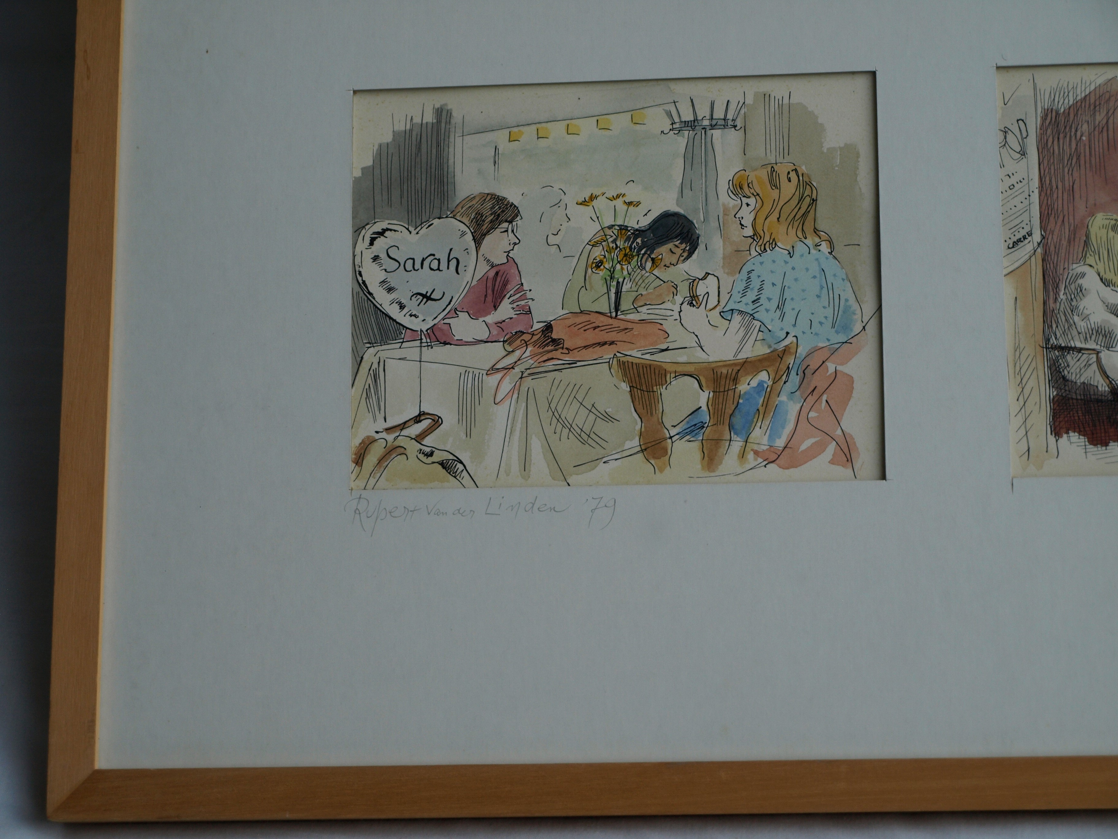 Rupert van der Linden - 4x Aquarel en pentekening , Mensen 9 – gesigneerd & ingelijst - 1979 kopen? Bied vanaf 50!