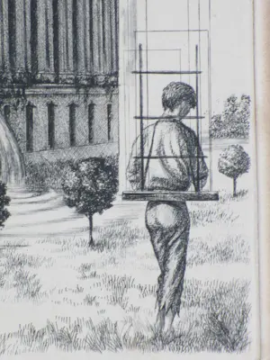 Jean Paul Vroom - Persoon in Arcadisch landschap - Ets kopen? Bied vanaf 50!