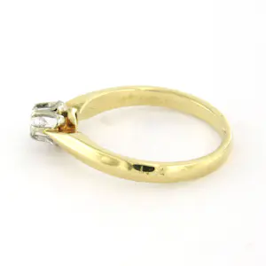 14k bicolour gouden solitair ring met briljant geslepen diamant tot. 0.10ct kopen? Bied vanaf 210!