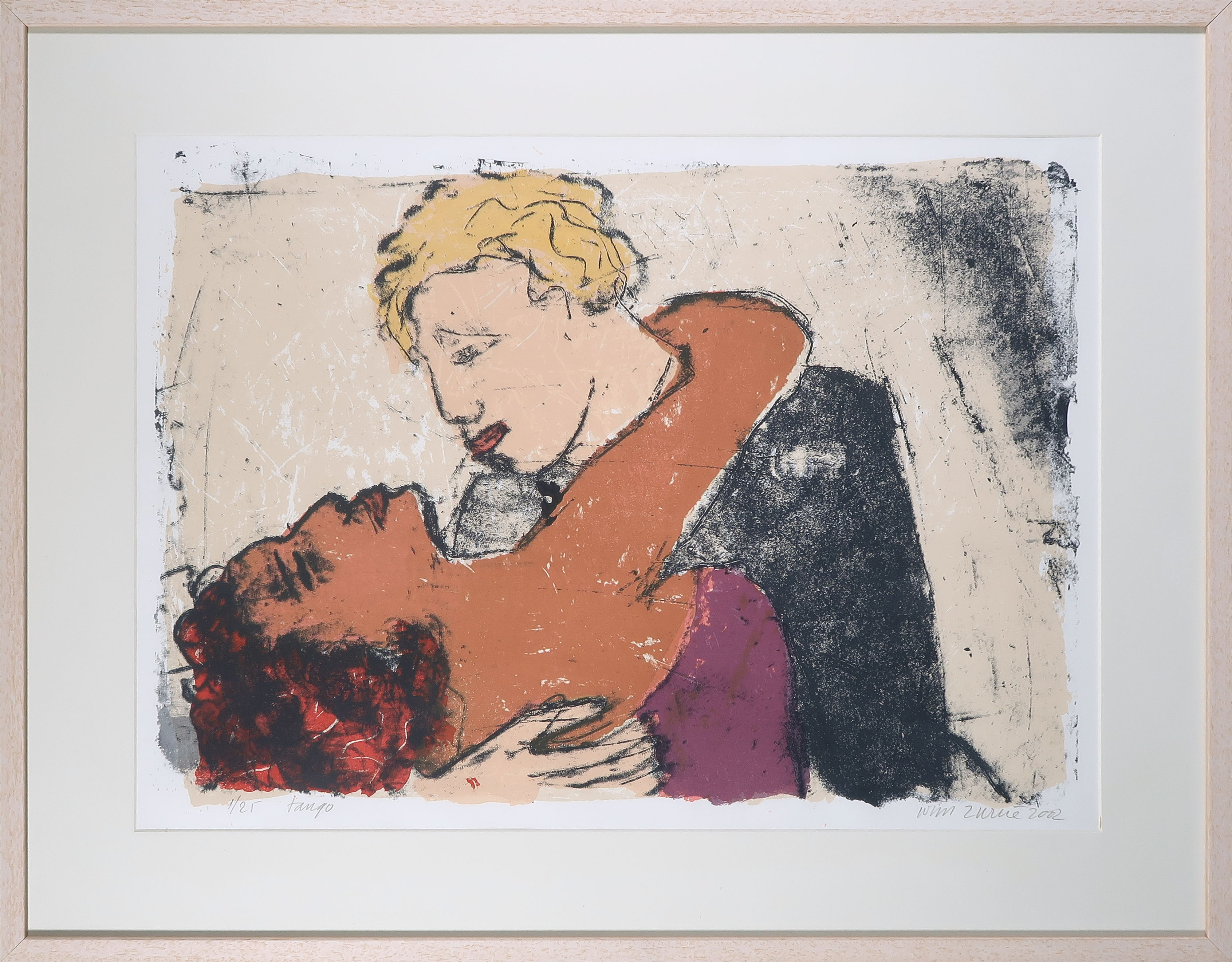 Wim Zurne - Zeefdruk, Tango - Ingelijst verkocht voor € 20!