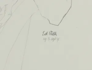 Ed Valk - Twee werken op papier (Potlood- en Pentekening), Naakt en Studie kopen? Bied vanaf 35!
