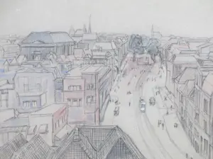 James William Frater - Stadsgezicht Den Haag - Tekening kopen? Bied vanaf 55!