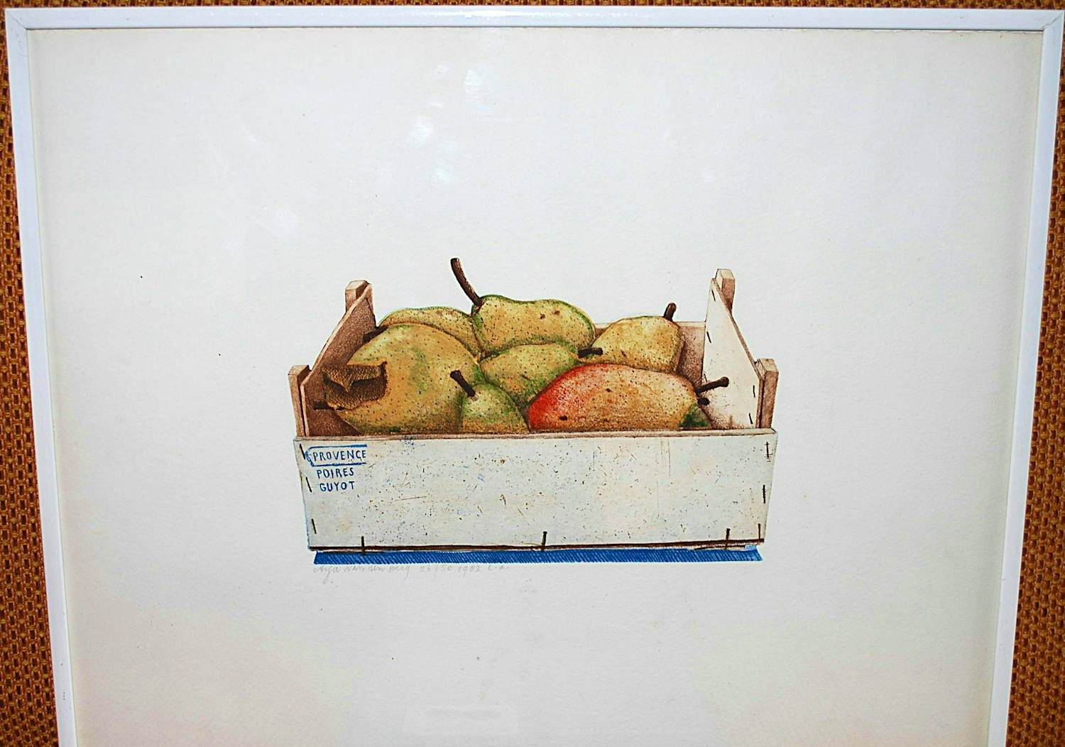 Arja van den Berg - Gele peren - ets/aquatint - eigen druk - 26/50 - incl. boek grafisch werk verkocht voor € 65!