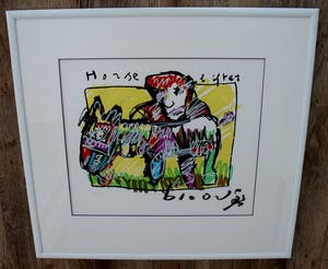 Herman Brood - Ingelijste zeefdruk: horse lifter - 1995 (nette lijst!) kopen? Bied vanaf 260!