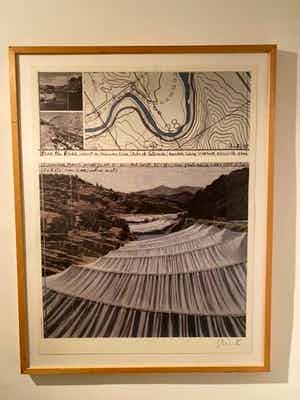 Christo - Over the River - Grote litho ingelijst - Handgesigneerd verkocht voor € 630!