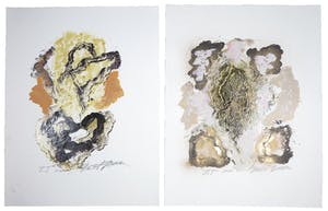 Bert Braam - Gemengde techniek op papier, Lot van twee abstracte composities kopen? Bied vanaf 1!