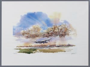 Nenad V. Karpov - Opstijgende vliegtuig - Ingelijst kopen? Bied vanaf 1!