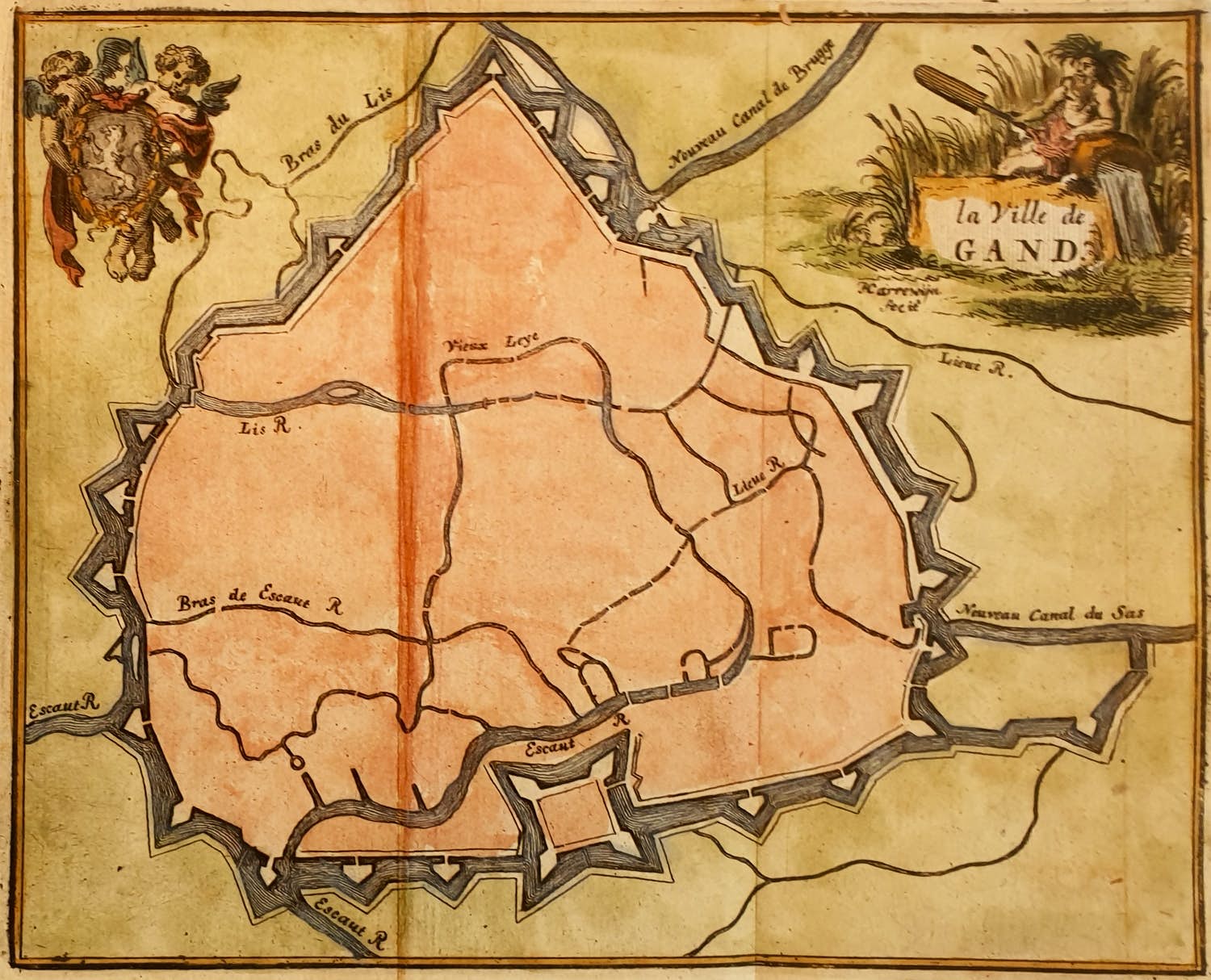 Jacobus Harrewijn - Gent Oude Gravure Plattegrond 1700 verkocht voor € 25!