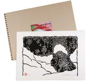 Mark Brusse - Uitgave Twelve monkeys plus one met originele linosnede verkocht voor € 50!