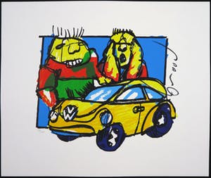 Herman Brood - Zeefdruk, VW-Beetle kopen? Bied vanaf 120!