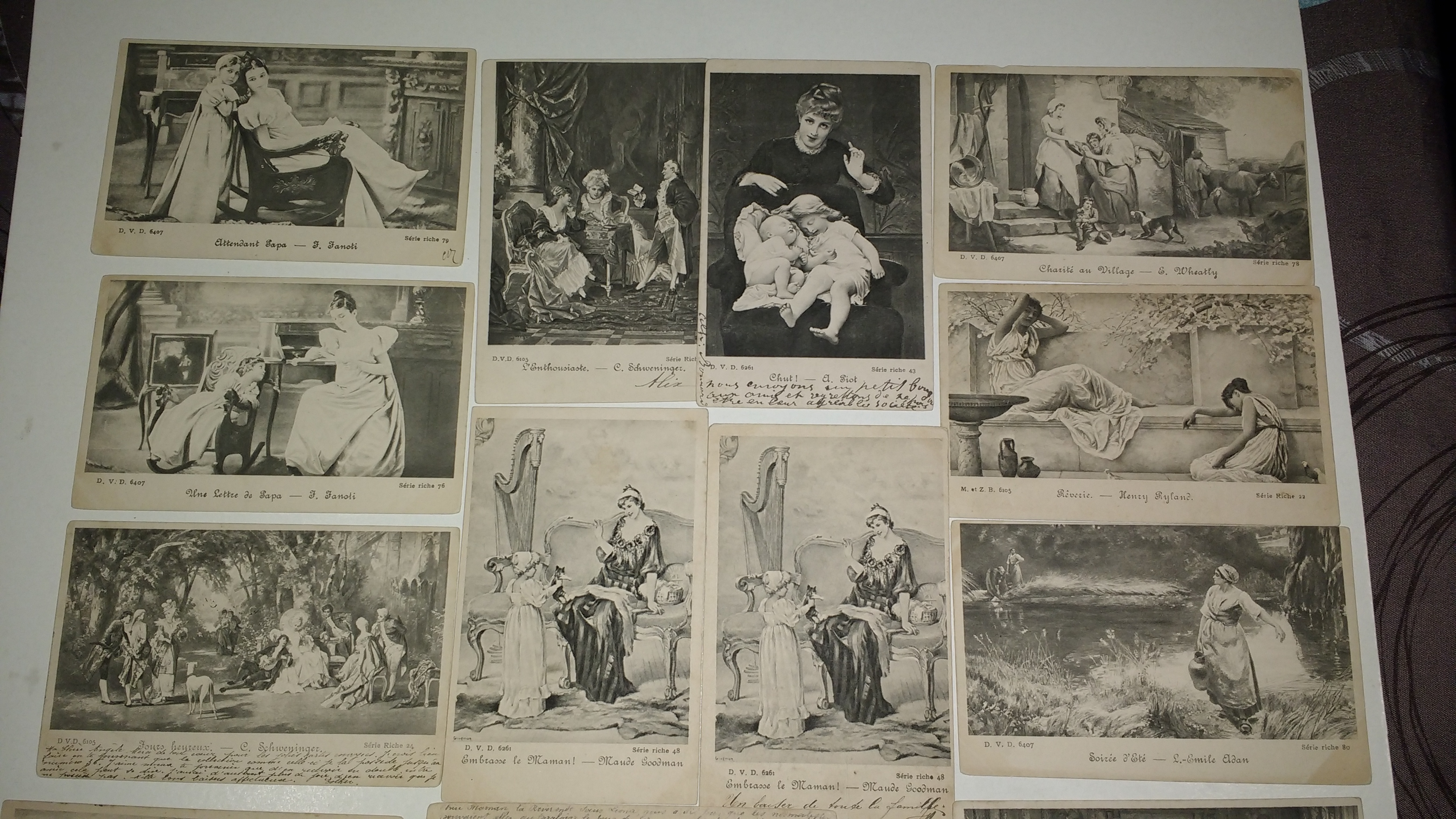 Niet of onleesbaar gesigneerd - 17 zeer oude Postkaart - thema familie ! TOP kopen? Bied vanaf 1!