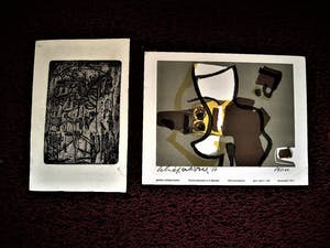 Gerard Schaperkotter - Linoleumsnede in 4 kleuren + abstracte ETS - 1977 - gesigneerd kopen? Bied vanaf 1!