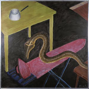 Kees Touw - Acryl op paneel, Slang - Ingelijst (Zeer groot) kopen? Bied vanaf 1!