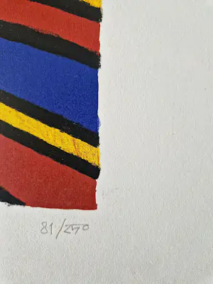 Jacqueline Schäfer - mooie grote kleuren zeefdruk - tafel met glazen en plant - 1996 - gelimt. oplage kopen? Bied vanaf 38!