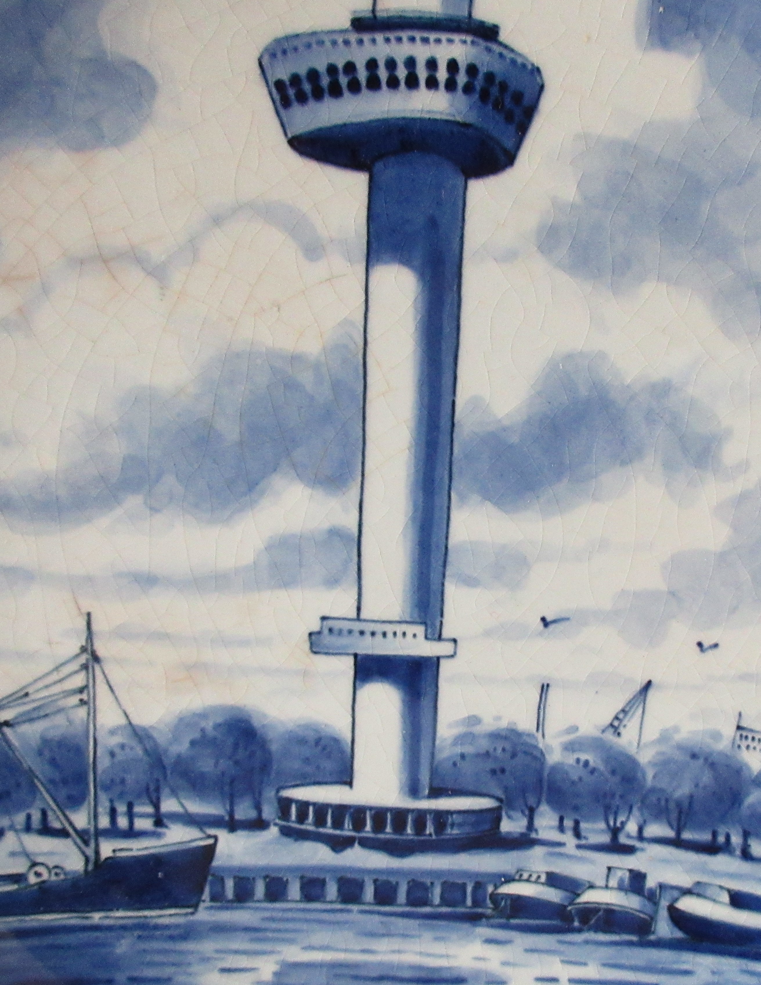 Porceleyne Fles (Royal Delft) - Wandbord RVS De Euromast uit 1963 kopen? Bied vanaf 1!