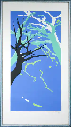 Irene Wolfferts - Zeefdruk, Z.T. Bomen - Ingelijst verkocht voor € 60!