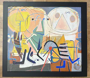 Corneille - Terragrafie op doek Het jazzorkest, eerbetoon aan Charlie Parker - Cobra kopen? Bied vanaf 2400!