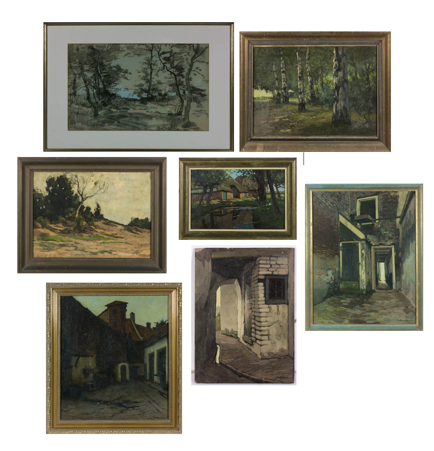 Paul Bodifee - Lot van 7 werken (schilderijen + 1 werk op papier), Landschappen kopen? Bied vanaf 200!