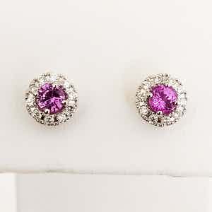 18 kt. White gold - Earrings - 0.66 ct Sapphire - Diamond verkocht voor € 340!