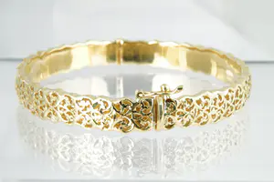 12 - Aparte 18krt geel-gouden ovale armband - Arabisch motief/model - gekeurd kopen? Bied vanaf 410!