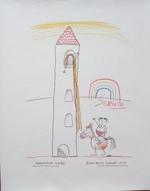 Wilhelm Schlote - Handgesigneerde giclee op doek: Schwierige Liebe kopen? Bied vanaf 15!