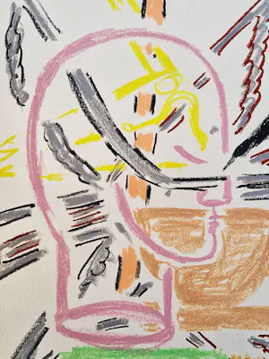 Hannes Postma - grote in 1985 gemaakte pastel krijt tekening "Silhouet" gesigneerd kopen? Bied vanaf 50!