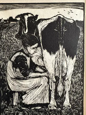 Jan Mankes - Originele Houtsnede Koemelkster 1927 kopen? Bied vanaf 165!