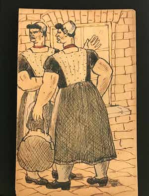 Ferdinand Erfmann - 2 vrouwen in klederdracht verkocht voor € 50!