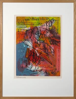 Mohammed Quraish - Zeefdruk, Sunswimming - Ingelijst kopen? Bied vanaf 1!