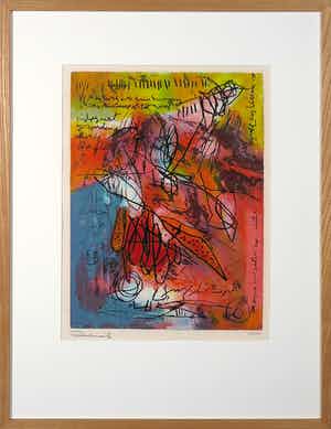 Mohammed Quraish - Zeefdruk, Sunswimming - Ingelijst verkocht voor € 1!