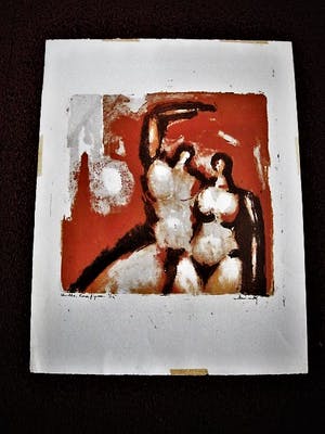 Wim Motz - Rotterdam ARA-groep - Grote Litho in zeer kleine oplage (12) - "twee figuren" kopen? Bied vanaf 20!