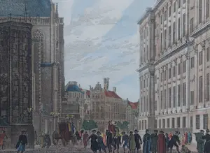 Isaac Tirion - Amsterdam Nieuwe Kerk Paleis op de Dam Stadsgezicht Gravure 1760 kopen? Bied vanaf 60!