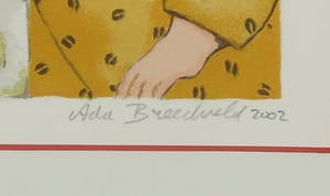 Ada Breedveld - Zeefdruk, Z.T. Vrouw met schaapjes - Ingelijst kopen? Bied vanaf 1!