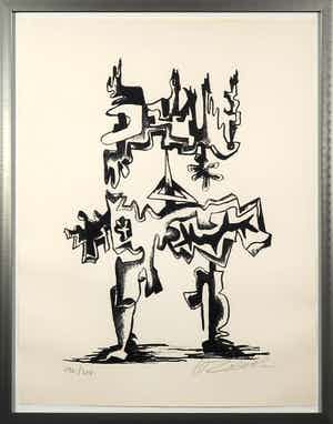 Ossip Zadkine - Litho, La révolution du plancher - Ingelijst verkocht voor € 180!