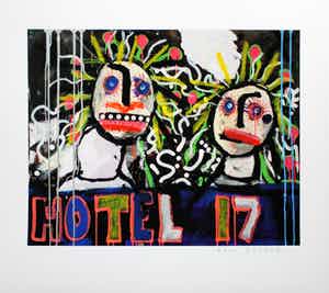 Paul Indrek Kostabi - Kleurengiclee HOTEL 17 Handgesigneerd. verkocht voor € 55!