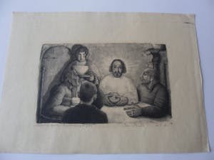 Jan Strube - Litho Titel. Christus en de Emmaüsgangers. kopen? Bied vanaf 40!