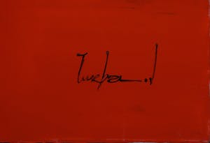 Victor Turban - Acryl op doek, Z.T. Compositie met rode bloemen kopen? Bied vanaf 10!