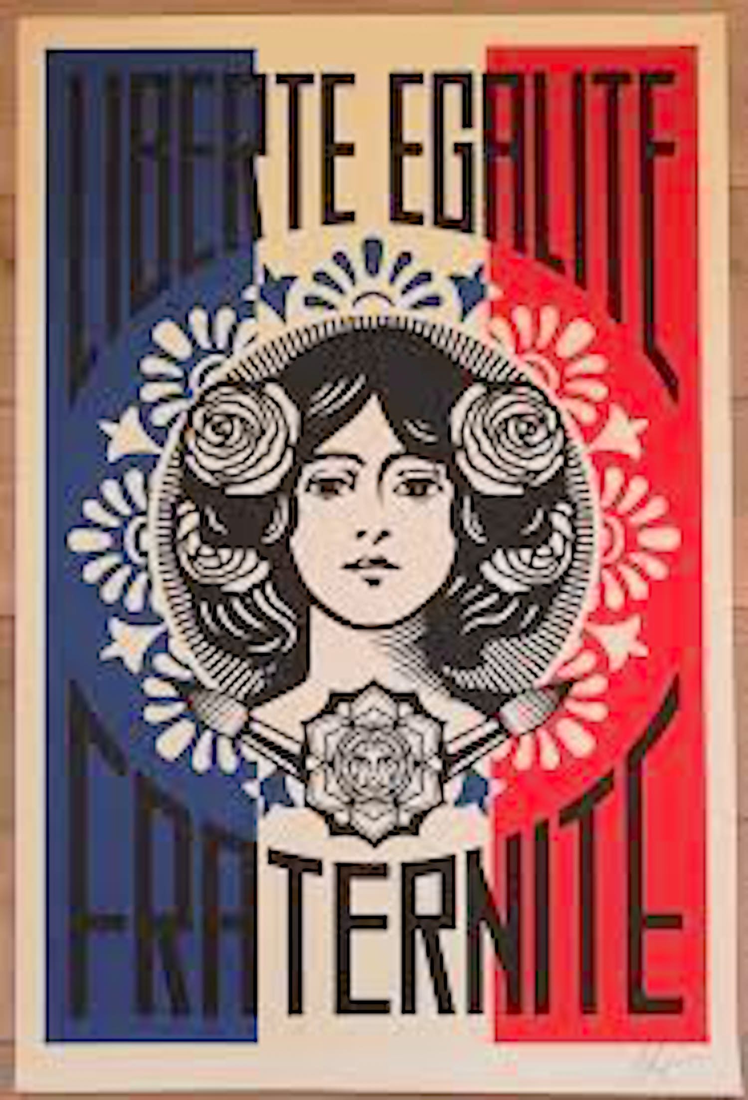 Shepard Fairey - Litho Liberte egalite fraternite op dik cream speckle tone papier kopen? Bied vanaf 11!