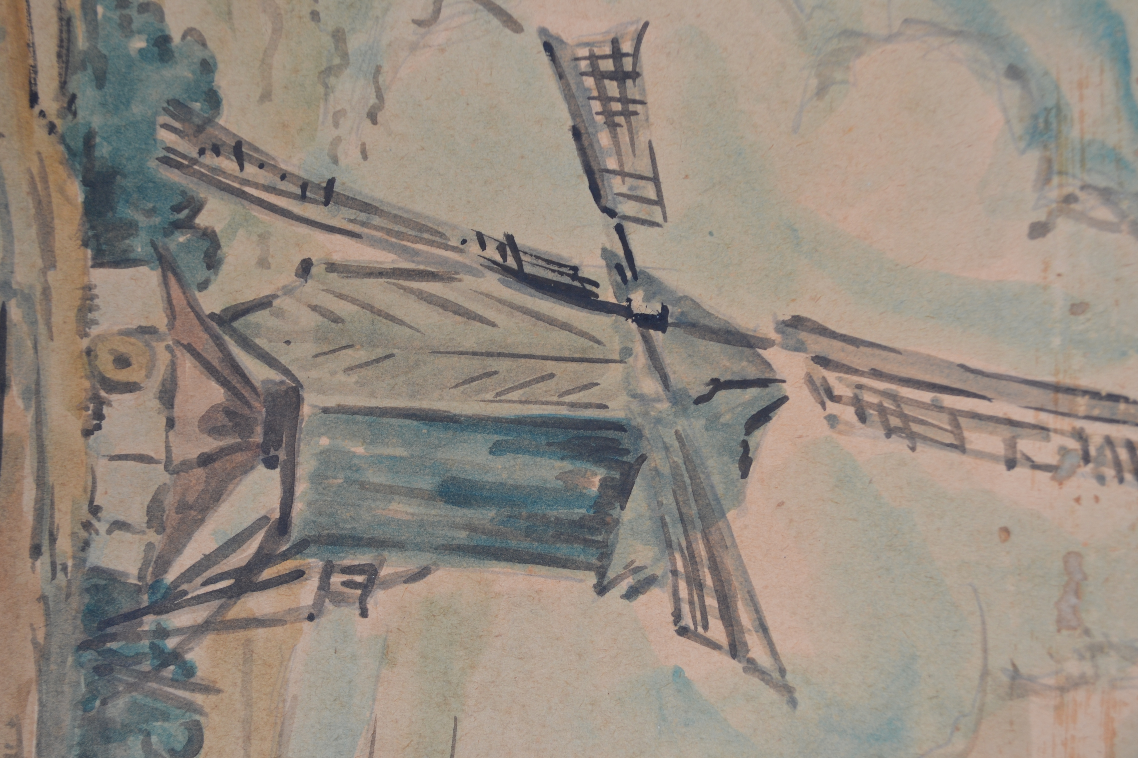 Gerard Christiaan J Gerrits - Brabants landschap met molen - aquarel kopen? Bied vanaf 1!