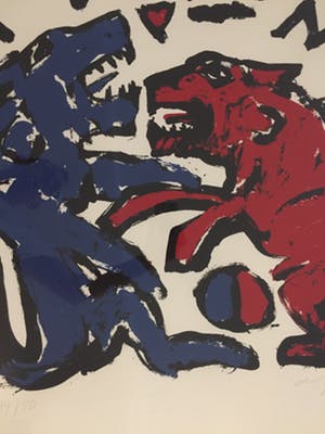 A.R. Penck - Zeer grote litho - 'Die mit den Wolfen heulen' - 1985 (NU VANAF 999,-) kopen? Bied vanaf 999!