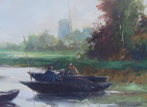 Johannes Cornelis van Rijsewijk - Hollands landschap met vissers kopen? Bied vanaf 125!