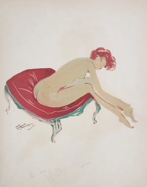 Jean-Gabriel Domergue - Litho, Une cavalière uit de portfolio La Parisienne kopen? Bied vanaf 200!