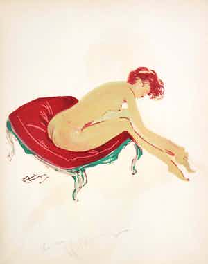 Jean-Gabriel Domergue - Litho, Une cavalière uit de portfolio La Parisienne verkocht voor € 200!