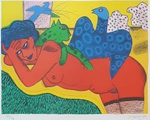 Corneille - " FEMME ROUGE, OISEAU BLEU ET CHAT VERT" uit 1987 ( GROOT) - laatste keer!! kopen? Bied vanaf 245!