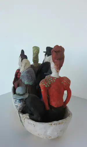 Werner Lehmann - Keramiek, Carnaval / Figuren in bootje + boekje! kopen? Bied vanaf 300!