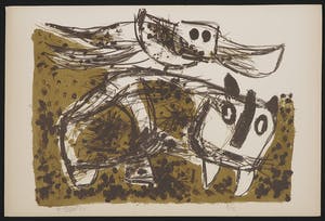 Karel Appel - Cinq lithographies en couleurs met tekst van Hugo Claus, zeer kleine oplage! kopen? Bied vanaf 7500!