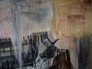 Ronald Hooft - Zeer groot schilderij (200 x 200 cm), “Gun” – New York, 1992 kopen? Bied vanaf 1!