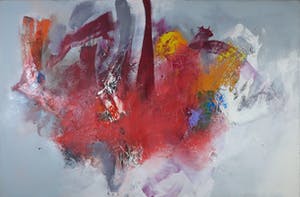 Martin van Dijk - Olieverf en acryl op doek, Rode landschap (Zeer Groot) kopen? Bied vanaf 500!