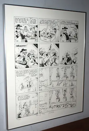 Morris - zeefdruk (uit Lucky Luke nr. 3 'Dalton City')- gesigneerd, opdracht en genummerd kopen? Bied vanaf 125!